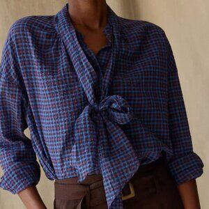 The Daisy Top by Caron Callahan Cerulean. Mini Plaid